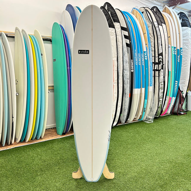 Stoke Mini Log 7’6" Surfboard - White / Light Blue