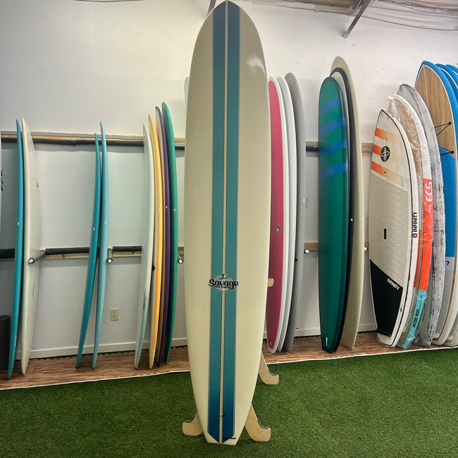 Savage Longboard 9’3" Surfboard - White/Blue(USED)