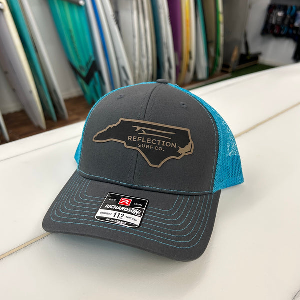 Reflection Surf Co. Trucker Hat - Charcoal & Neon Blue