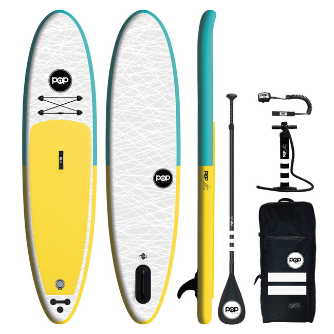 POP Board Co. Pop Up 11’0” Inflatable Paddle Board - Yellow / Turquoise